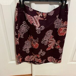 Ann Taylor Factory Purple Paisley Mini Skirt